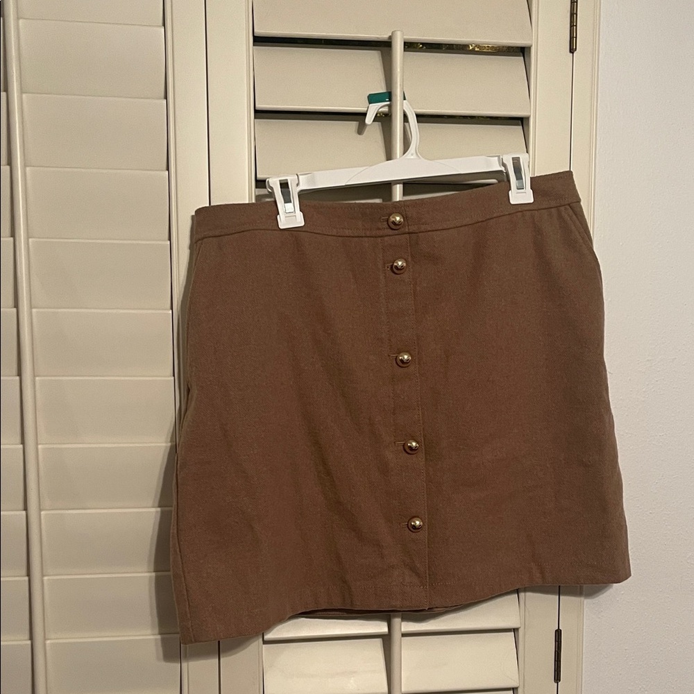 LOFT Size 14 Brown Wool Blend Mid Thigh Skirt Gossip Girl Vibes